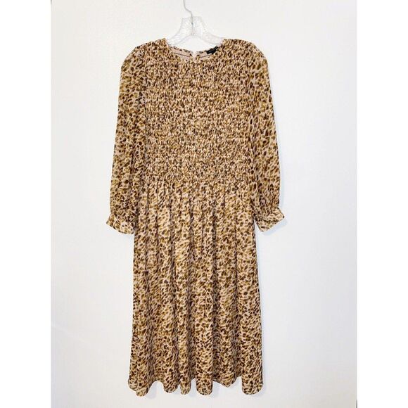 Ann Taylor Cheetah Print Dress Brown Pink Size 4 - Picture 2 of 11